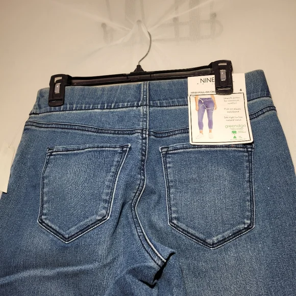 NINE WEST Heidi Pull-on Crop Blue Skinny Jeans Size 6 - Picture 4 of 9